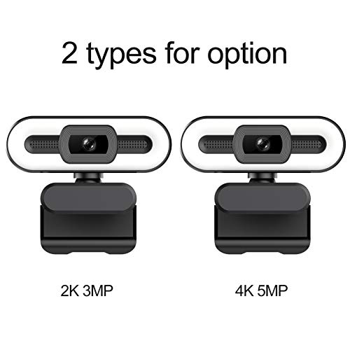 Webcam,mewmewcat Webcam,Webcam 4K USB Plug and Play com iluminação de microfone embutida para ensino