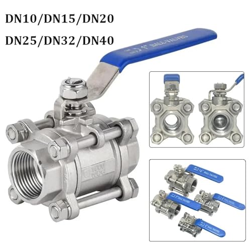 Válvula de bola de tres piezas DN25 interruptor de rosca interna de 1 pulgada inoxidable 3