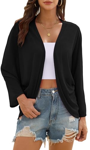Image of Iandroiy Women's Open Front 3 /4 Sleeve Batwing Cardigan Lightweight Summer Kimono Cover Ups