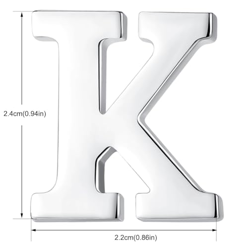 Image of HONEY BEAR Initial Alphabet Letter Lapel Pins Collar Badge Brooches for Mens /Womens Shirt Dress Decoration Silver