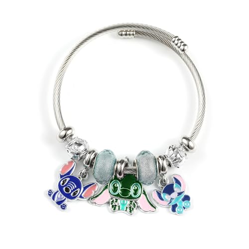 Image of YouLuo Cute Necklace Charm Bracelet Set,Personalized Jewelry Gift for Women | Cute Charm Bracelet, Adjustable Stainless Steel Bracelet, Anime Cartoon Accessories Bracelets for Women Gift and Friendship