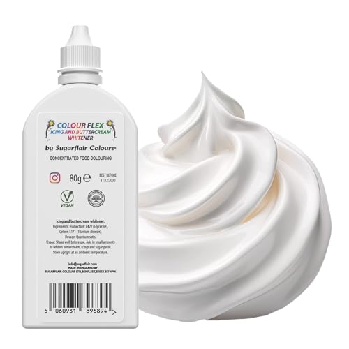 Colour Flex Icing Whitener 80g - White Food Colouring for Whitening Buttercream Sugarpaste Royal Icing and Frostings