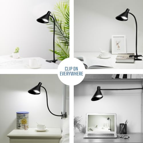Semlos LED Reading Light, Clamp Lamps 3 Color Modes 5 Brightness, Clip Light for Desk Bedside Table, 5W USB Powered, Flexible Arm, Black 4 41nORA+RQbL. AC