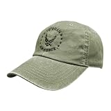 US Air Force Veteran with Stars Baseball Hat with Embroidered Air Force Wings Logo - Officially Licensed Olive Drab