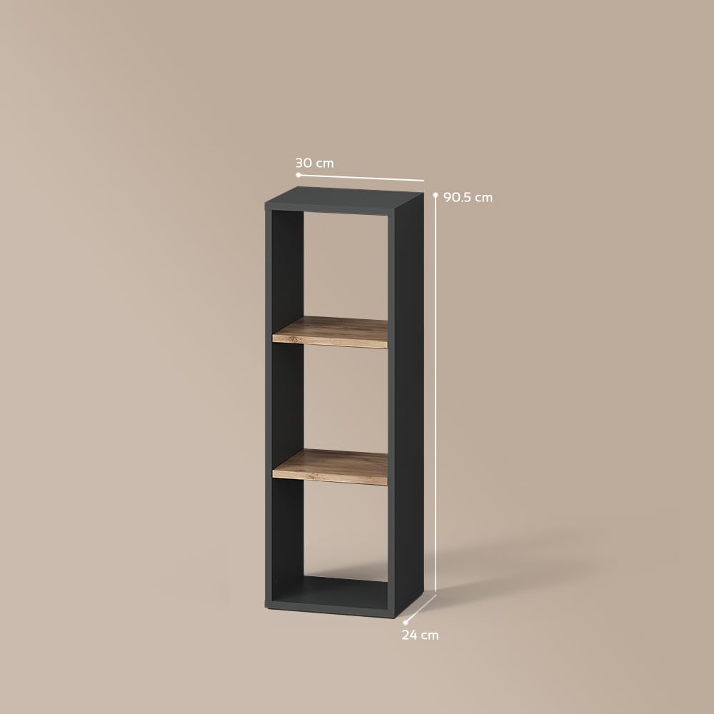 Livinity scaffale portaoggetti Ortello Antracite/Rovere dorato 30x90.5 cm