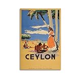 FYRN Vintage Travel Ceylon Sri Lanka Illustration Poster 