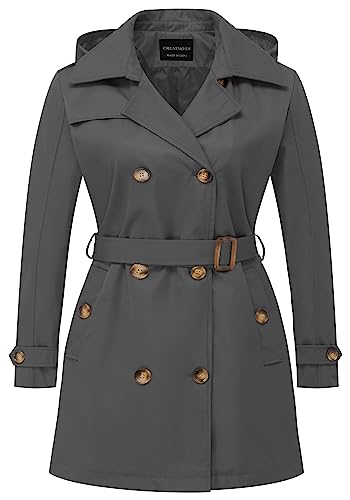 CREATMO US Plus Size Woman Trench Coat Women's...