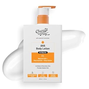 Chemist At Play AHA Body Lotion with 5% Natural AHA, Niacinamide, Shea Butter | For Exfoliating Dry & Dead Skin Cells, Deep Nourishment & Radiant Skin | Skin Brightening Lotion | 236ml