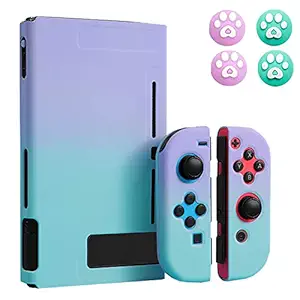 Protective Case for Nintendo Switch with 4 Thumb Grip Caps - Portable Unique Gradient Color Ultra Slim Carrying Case - fit for Nintendo Switch Console and Accessories