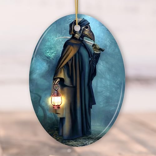 Plague Doctor Grim Reaper Ornament (Oval) image 5