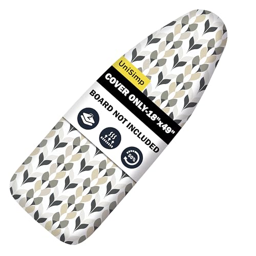Image of Ironing Board Cover and Pad 18 inchx49 inch Extra Thick Natural Cotton, Scorch and Stain Resistant Iron Board Cover, Wide Ironing Board Cover with Fasteners Heavy Duty Heatproof Elastic Edge Foliage