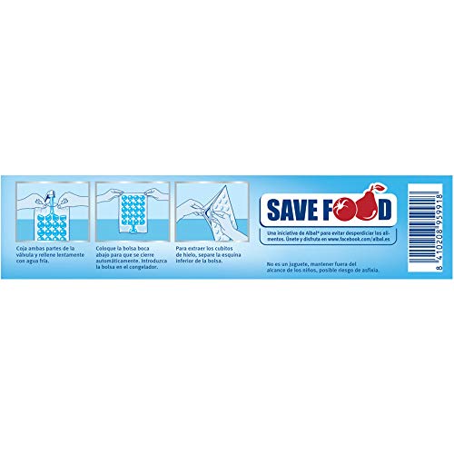 Miniatura 5 de Albal Bolsas De Cubitos De Hielo - Bolsas Para Congelar Y Almacenar Cubitos De Hielo Con Válvula De Cierre Automático, Fáciles De Llenar Y Extraer, 70 Material Reciclado, Sin Bpa, 20 Unidades