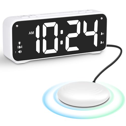 Piashow Wecker Digital für Tiefschläfer, Digitalwecker mit Große Ziffern Display, Snooze-Funktion, mit 2 Alarm, 3 Lautstärkestufen und 4 Stufen Einstellbare Helligkeit, USB-Ladung