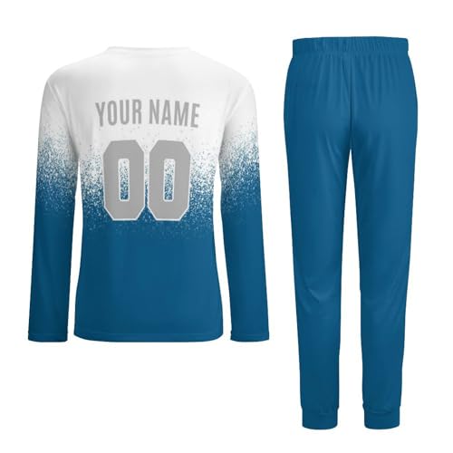 Custom Pajama Set with Name Number Personalized Two-Piece Pajamas for Men Women Couples Pjs Sleepwear Loungewear Set Gifts3