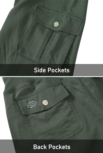 MoFiz Womens Hiking Cargo Shorts Dry Fit Stretch Athletic Shorts with Pockets Army Green — view 6