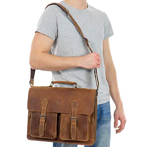 Gusti Rack Bag Leather - Marc Pannier Bag Porter Briefcase Messenger Bag Carrier Bag Laptop Bag In Vintage Brown 2 In 1 Shoulder Bag And Bike Bag With Shoulder Strap #TOP2