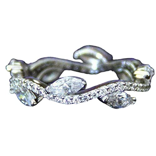 Ssjewel 1 Ct Marquise Cut Diamond Vine Eternity Wedding Band Rings For Women's 14K White Gold Finish Engagement Band Fine 925 Sterling Silver Customized Matching Anniversary Band Gorgeous Gift For Her #TOP7