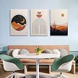 GUBIYU Boho Wall Art Decor Prints Bohemian Modern Desert Cactus Landscape Pictures Sun and Moon Post