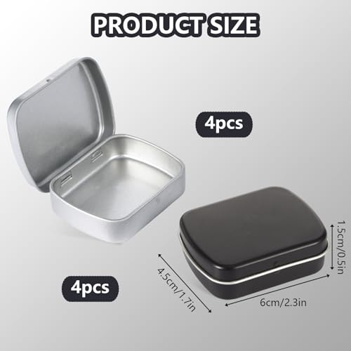 ChauLanBow 8 Stück Blechdose mit Deckel, Metalldosen mit Deckel, Kleine Metalldose, Aufbewahrungsbox mit Deckel Klein Metall, Blechdosen mit Deckel, Kleine Dosen Metall Rechteck für Kleinigkeiten