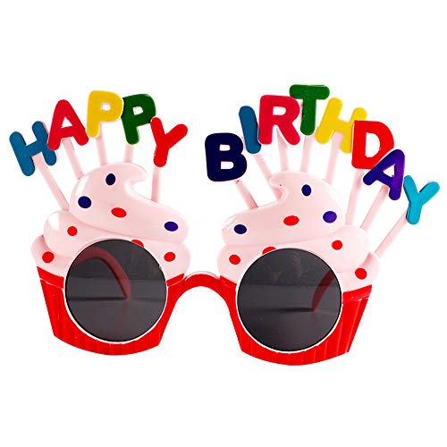 Occhiali da Compleanno,Divertenti Occhiali di Buon Compleanno Occhiali da Vista Dolce a Forma di Torta Bambini novità Occhiali da Sole per Feste di Compleanno Photo Booth Prop Regali