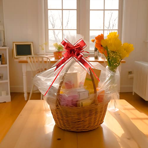 Eltnegsa 30X45 Inch Clear Basket Bags, 10 Pack Large Cellophane Wrap Bags Basket Packaging Bags With 10Pcs Bows For Christmas Gift Packages Fruit Basket #TOP6