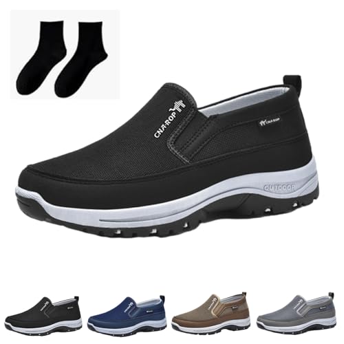 Auguscare Shoes Men, Orthowalkway Mens Shoes, Men's Arch Support Slip-On Canvas Loafers