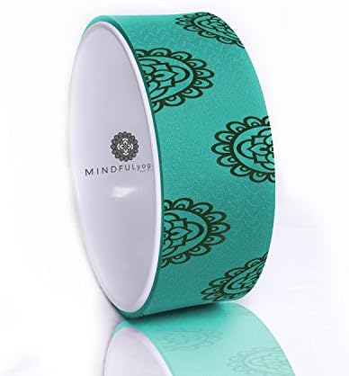 Mindful Yoga - Yoga Wheel & Pose Guide - Extra Strength Back Wheel, Eco-Friendly Stretching Prop and Yoga Accessory with Mat Material - USA Based Brand