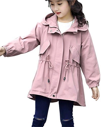 Amazon P Travel 子供服 女の子 スプリングコート トレンチコート キッズコート 春衣装 おしゃれな 女の子に ぴったり 大きい 子供 アウター コート 防寒着 無地 シンプル 可愛い 150 ピンク コート ジャケット 通販