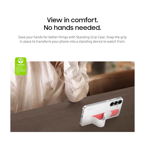 Image of Samsung Galaxy S25 Standing Grip Phone Case, Protective Cover, Soft Touch, Kickstand, Durable Design, US Version, EF-GS931CWEGUS, White