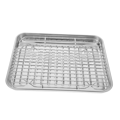 SOIMISS 1 juego Bandeja de Hornear Inoxidable con Rejilla de Enfriamiento Set para Asar y Hornear para Cocinas y Restaurantes