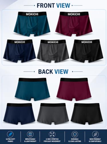 Image of Men's Boxer Briefs for Men Pack of 5 | Soft Stretchable Trunks with Elastic Waistband | Comfortable Breathable Innerwear, Sports & Gym