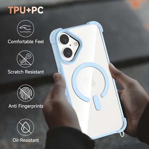 Coque cordon iPhone 16 Plus transparente抗震 étui magnétique bleu - 7