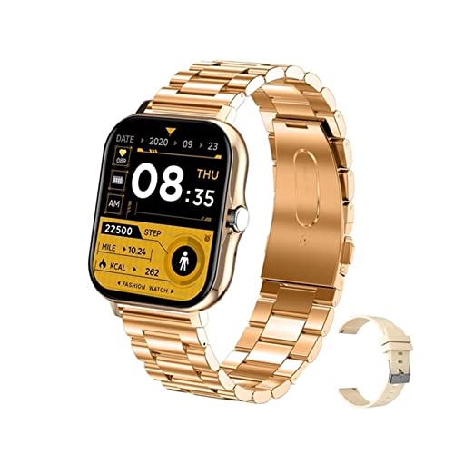 ALOBTT Reloj inteligente con llamadas Bluetooth, marcación personalizada, reproducción de música, asistente de voz, mensaje que empuja IP67, reloj inteligente resistente al agua 2023 ( Color : Gold st