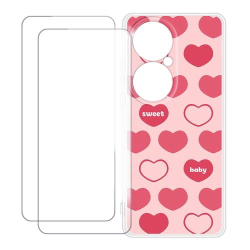 UOGNADGD Huawei P50 Pro Snapdragon 888 �Ƃ̌݊������� �J�X�^���J���t���P�[�X�{�����K���X�ی�t�B����2���t�� ? �Ռ��z�������h�~ (�s���N�̃n�[�g)