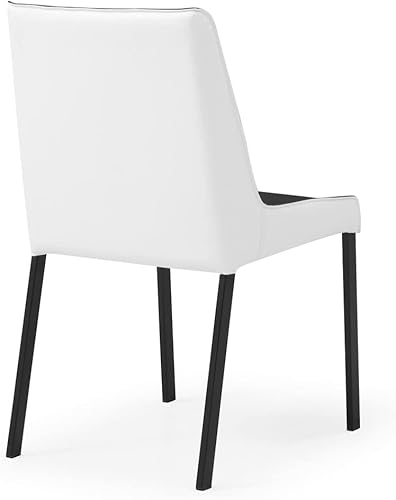 Miniatura 9 de ZURI Helena - Silla de comedor de cuero sintético blanco y negro con patas revestidas en polvo negro