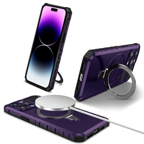 Coque pour iPhone 13 avec anneau rotatif et béquille de protection violette