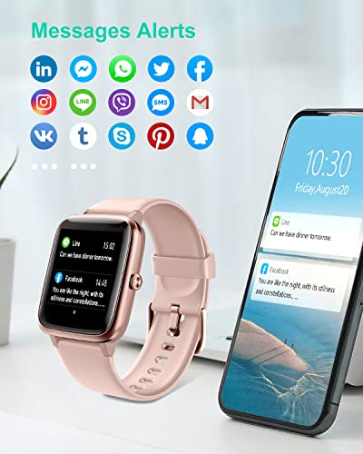 GRV Smart Watch for iOS and Android Phones, Watches for Women IP68 Waterproof Smartwatch Fitness Tracker Watch with Heart Rate/Sleep Monitor Steps Calories Counter (Pink)