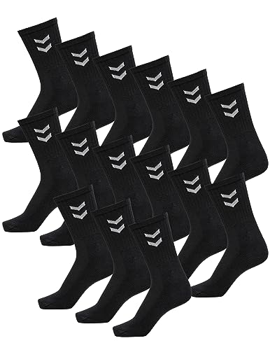 hummel Lot de 15 paires de chaussettes de sport unisexes basiques, Noir (2001), 41-45