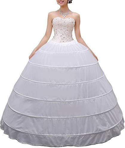 MISSVEIL Women Crinoline Petticoat Hoop Skirt Slips Long Underskirt for Wedding Dress Ball Gown White, One Size