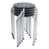 Pearington 16 Gauge Steel Classroom Stools for Kids; Multipurpose Stool Chairs; Flexible Seating; Stacking Stools- Set of 5, Black and Silver