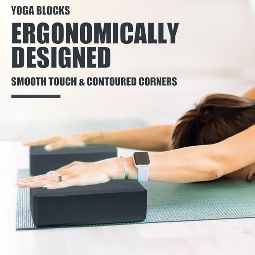 Image of Septo 2 Pcs Yoga Blocks, 9x6x3 Inch Foam Blocks for Pilates | High density EVA foam Yoga Props lightweight non-slip surface for meditation stretching balance training
