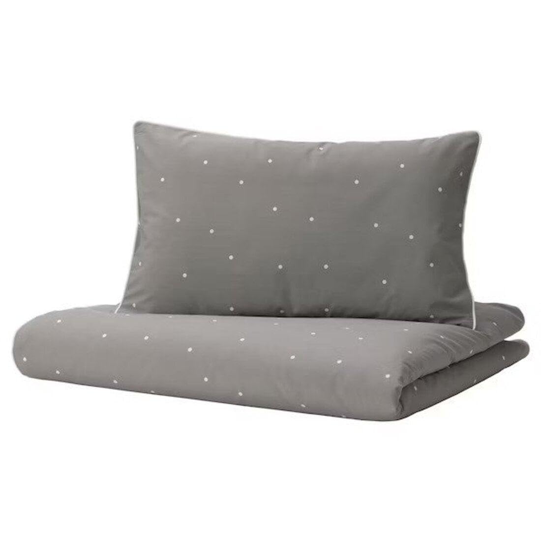 Ikea LENAST Duvet Cover Set with Pillowcase for Cot, Grey with Dots Pattern, 110x125/35x55 cm-image-24