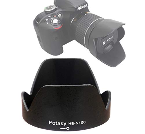 Fotasy Bayonet Lens Hood for Nikon 1 NIKKOR VR 10-100mm f/4-5.6/ Nikon AF-P DX NIKKOR 18-55mm f/3.5-5.6G VR/Nikon AF-P DX NIKKOR 18-55mm f/3.5-5.6G, Replaces Nikon HB-N106