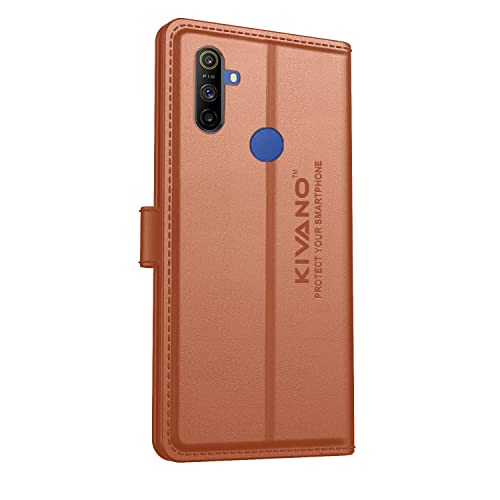 Image of Kivano Compatible With Realme Narzo 10A / Realme 5 / Realme 5s / Realme 10 / Realme Narzo 20A Flip Cover | Leather Finish | Inside Pockets & Inbuilt Stand | Shockproof Wallet Style Magnetic Closure