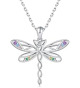 EJALEN Sterling Silver Dragonfly Gifts for Women - Hollow Infinity Celtic Dragonfly Necklace Pend...