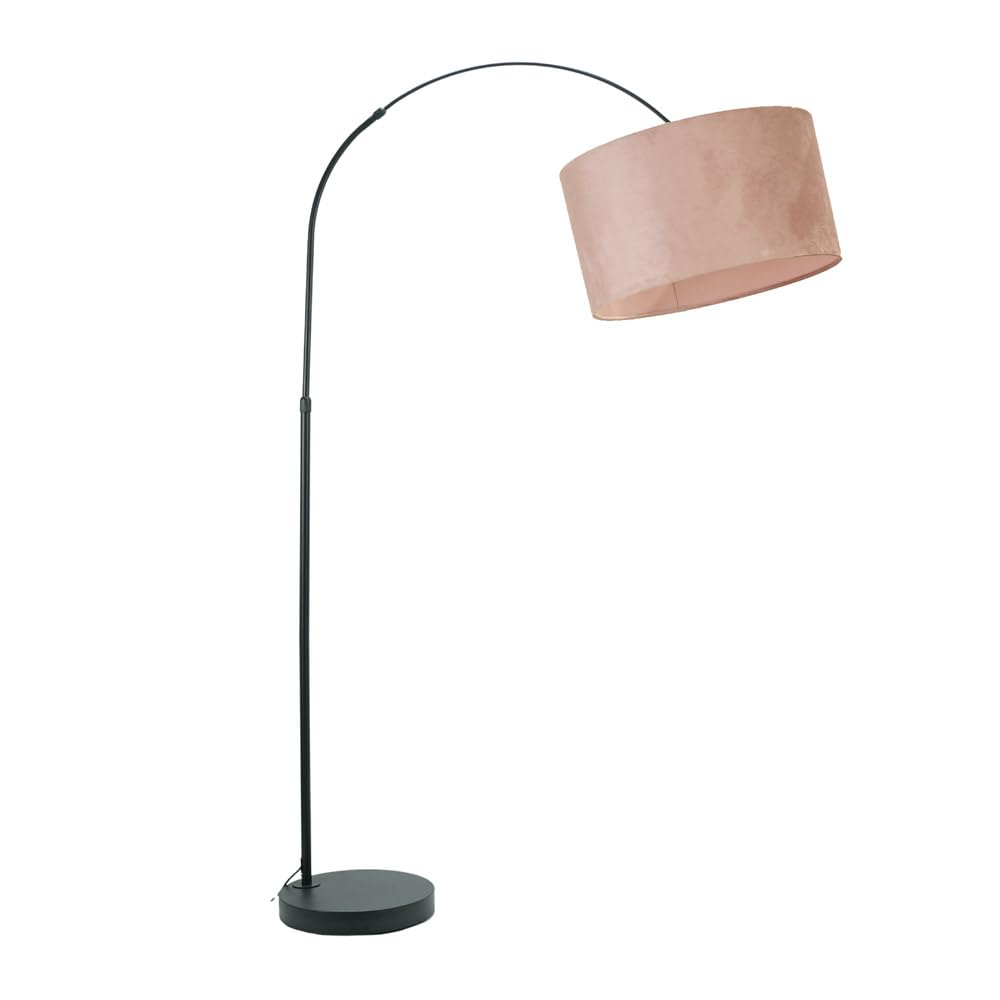 ValueLights | Black Metal Arched Stem Curved Arm Floor Lamp with Blush Pink Velvet Shade for Living Room Lounge | Floor Lamps, Home Décor & Improvement Essential