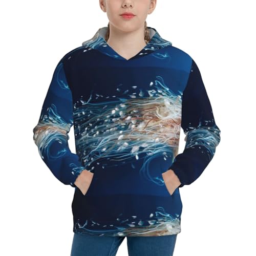 White Jellyfish Dansing in the Ocean Kid Hoodies Boys Sweatshirts Girls Pullover with Pocket