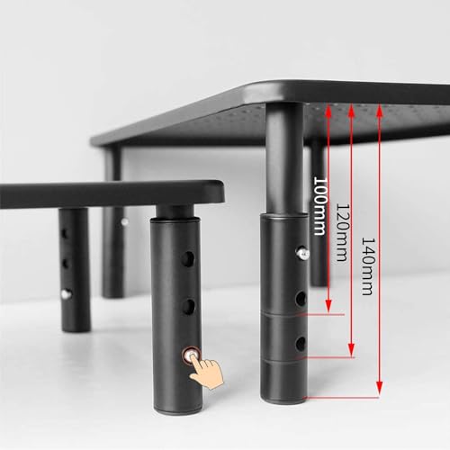 suptek Monitor Stand Riser for Computer,Laptop,Printer, Notebook and All Flat Screen Display with Vented Metal Platform,3 Height Adjustable Laptop Riser,2 Pack,Black(MST003-2) by suptek - Image 3