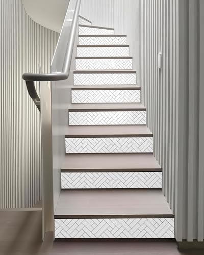 FLFK Stair Riser Decals,Black Lines Vinyl Sticker for Stairs Decoration,14Pcs 39.3"X7.08"