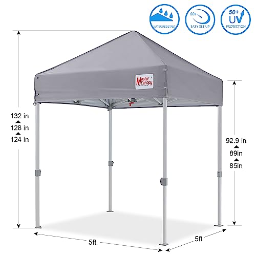Image of MASTERCANOPY 5x5 Heavy Duty Pop Up Canopy Tent with Roller Bag(Gray)